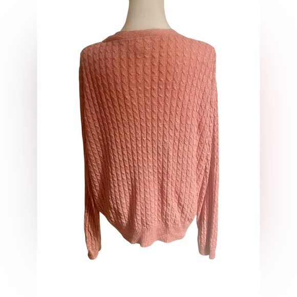 Gallagher XL Pink Cable Knit Cardigan Sweater Button Front Grandma Core Cottage - Picture 5 of 6